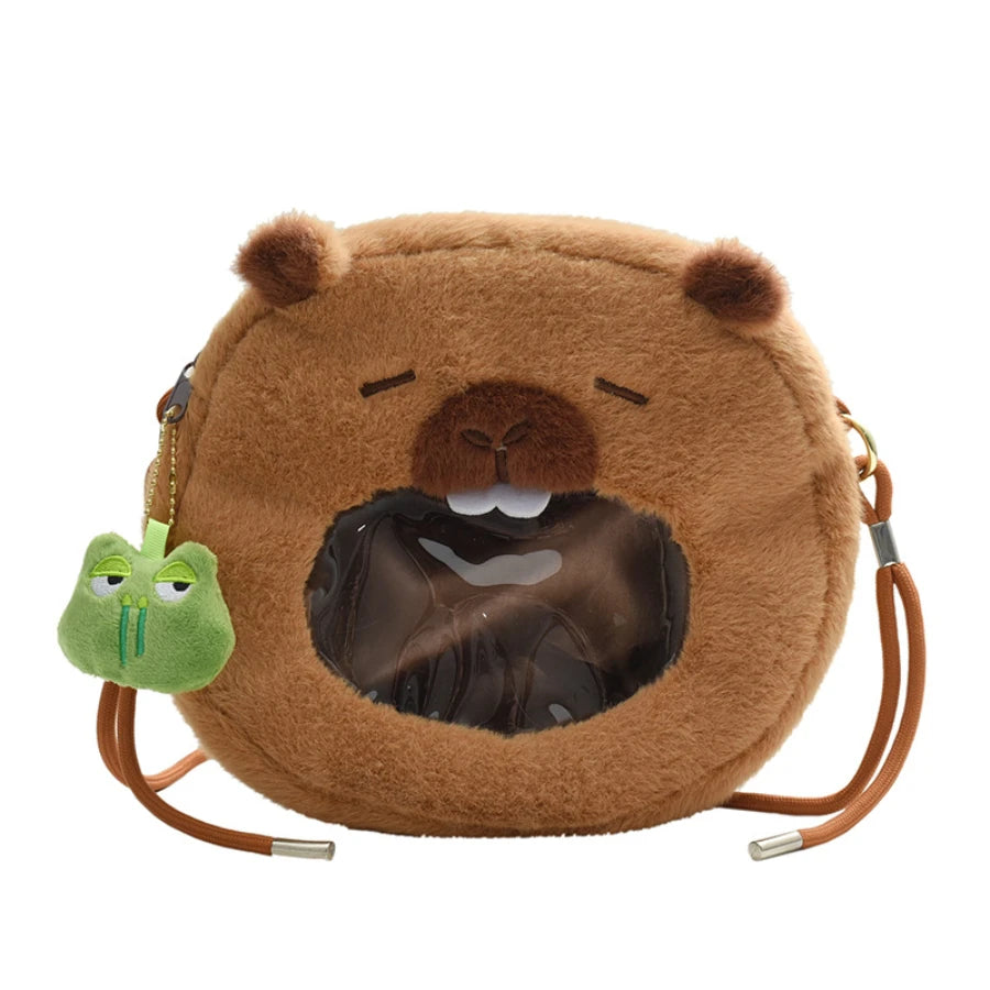 Capybara Plush Backpack Kawaii Fashion Plushie Doll Fur Pendant Children's Shoulder Bag Mini Knapsack Bags Gifts For Girlfriend