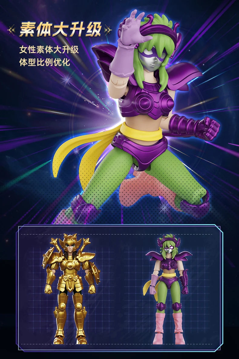 Blokees Galaxy Version Gold Saint Action Figure Libra Dohko Sagittarius Champion Seiya Mu Aiolia Assembly Toys Children Gift