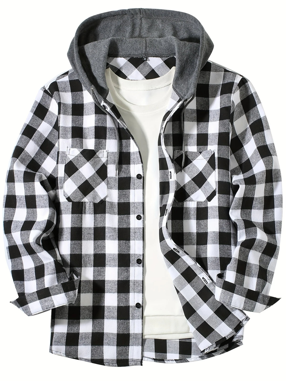 Men's Plaid Hooded Casual Shirt