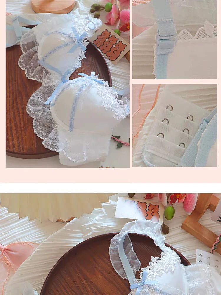 Women's Lace Bow Underwire Bra Set