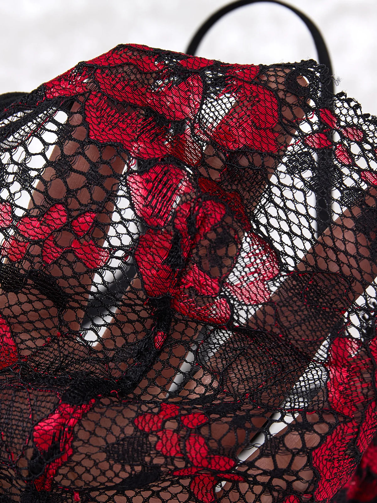 Black Floral Lace Strapless Nightgown