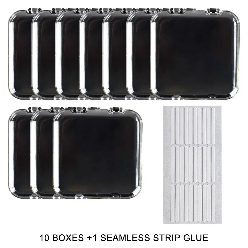 10PCS Press-On Nail Storage Acrylic Boxes with Adhesive Sheets Transparent Clear Nail Boxes Jewelry Storage Tool&Accessories
