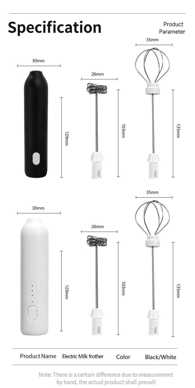 2 In 1 Electric Coffee Frother + Egg Beater Wireless Type-C Charging 3 Speeds Small Handheld Foam Maker Milk Whisk Cooking Tools