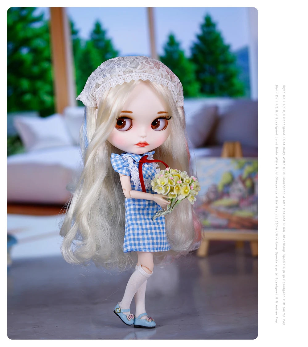 ICY DBS Blyth Doll Pleated Skirt Leather Jacket Hat Set Anime Girl jiontBody 1/6 BJD