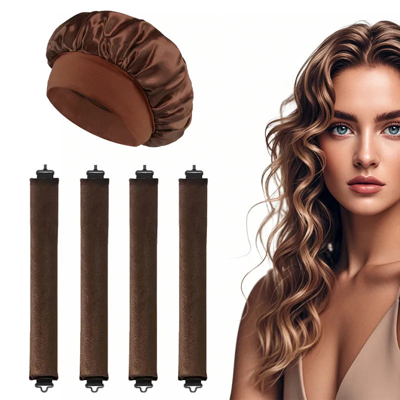 5pcs Heatless Curling Iron Headband With Sleep Cap Soft Curling Iron Sleeping Curler Styling Tool