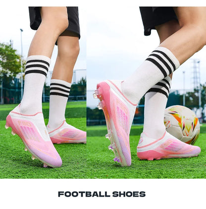 New Men Soccer Shoes Match Training Boys Breathable Adult Cleats Outdoor Sport Football Boots Non Slip Long Spikes Comfortable