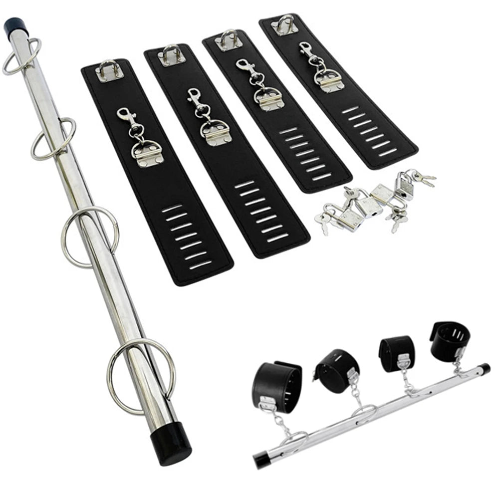BDSM Bondage Set Stainless Steel Sex Slave Handcuffs Ankle Cuffs Fetish Restraints Sex Toys for Couples
