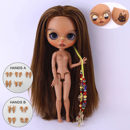 ICY DBS Blyth 1/6 Doll Hand drawn Set Black Skin Long Eyelash Sleeping Eye Special Eye