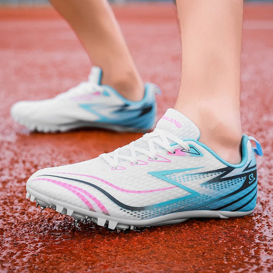 Men Sprint Shoes Long Jump Light weight Professional Running Athletic Track Spike Soft Field Non Slip Nails Race Racing Match