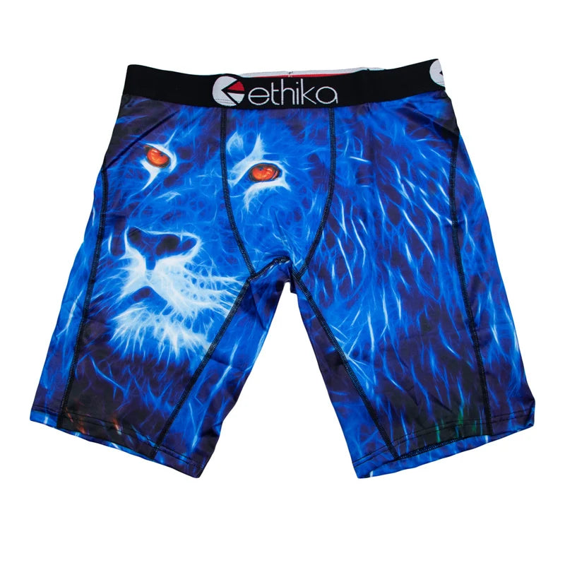 ETHIKA 1Pcs Men Underwear Boxers Breathable Mesh Crotch Man Underpants Plus Size L-3XL Mens Panties Printed Men's Boxers Briefs