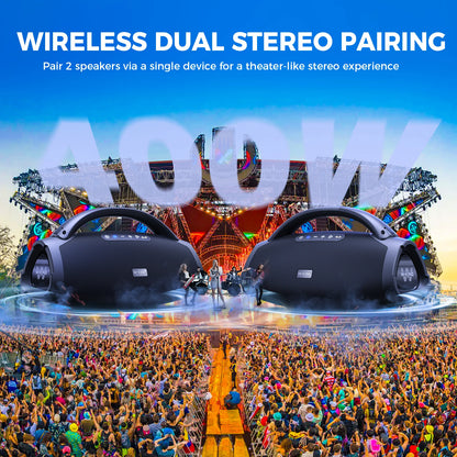 W-KING X20 200W RMS Portable Bluetooth Speakers, Massive Bass Party Boombox IPX7 Waterproof Speaker Large, Loud Outdoor Speaker