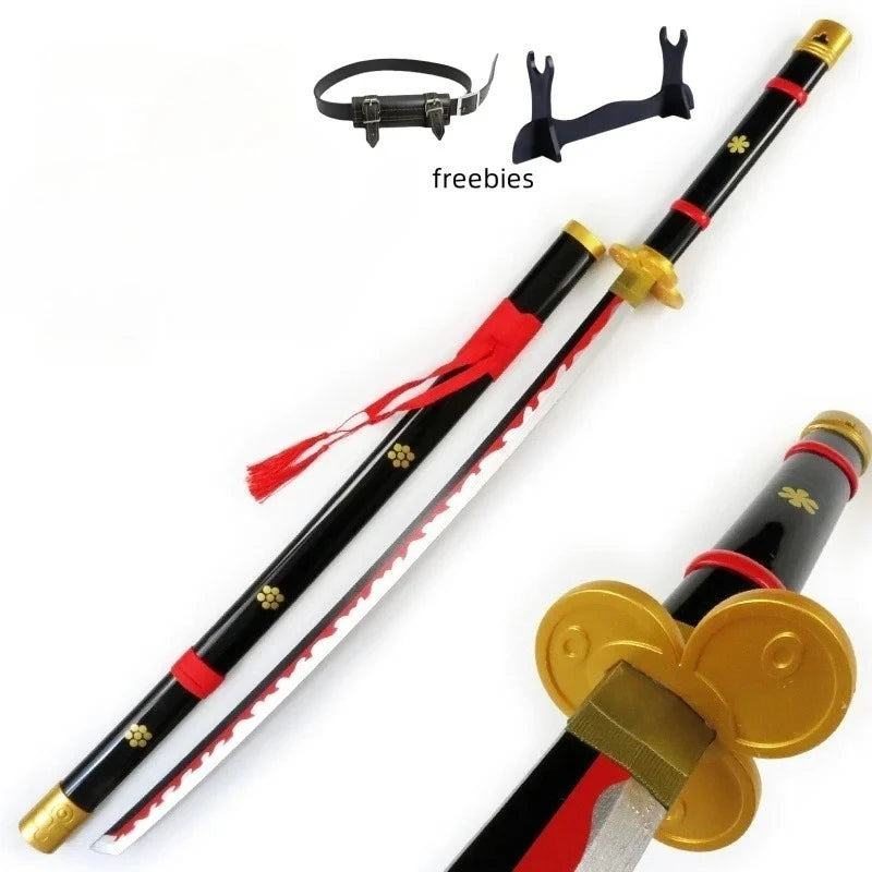 40in Anime One Piece Zoro Katana Wood Sword Luffy schwert Real Size Japanese Samurai Sabre Original Blade Cosplay Prop Toy Gift