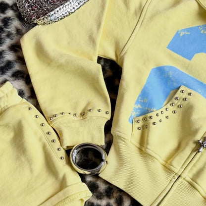 Women's Yellow Mellow Hoodie & Shorts Set
