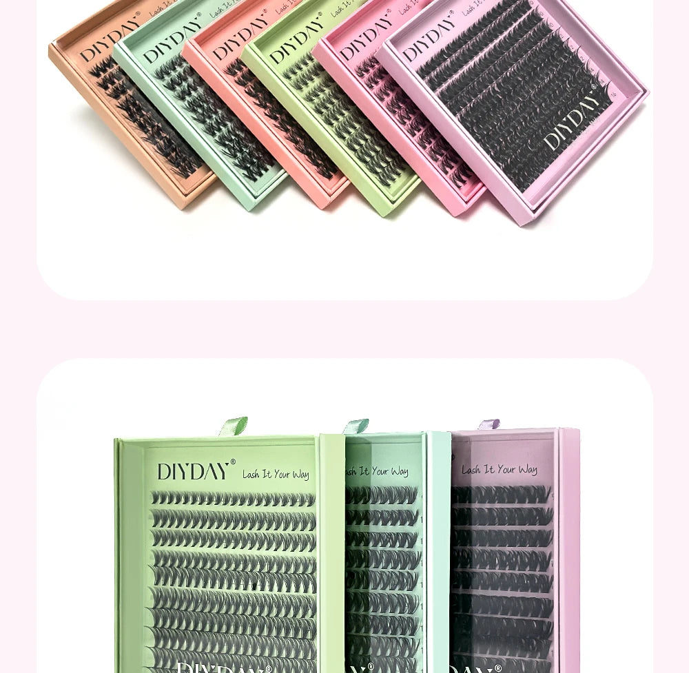 DIYDAY 20P/30P/40P/50P/60P/80P Lash Extension Cluster DIY Glue-free False Lash Clusters home DIY beauty tool eyelash