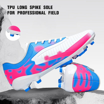AG/FG Soccer Cleats for Men Women Youth PU Fabric Upper TPU Sole Non-Slip Wear-Resistant for Natural Grass Sports Pitch Tra
