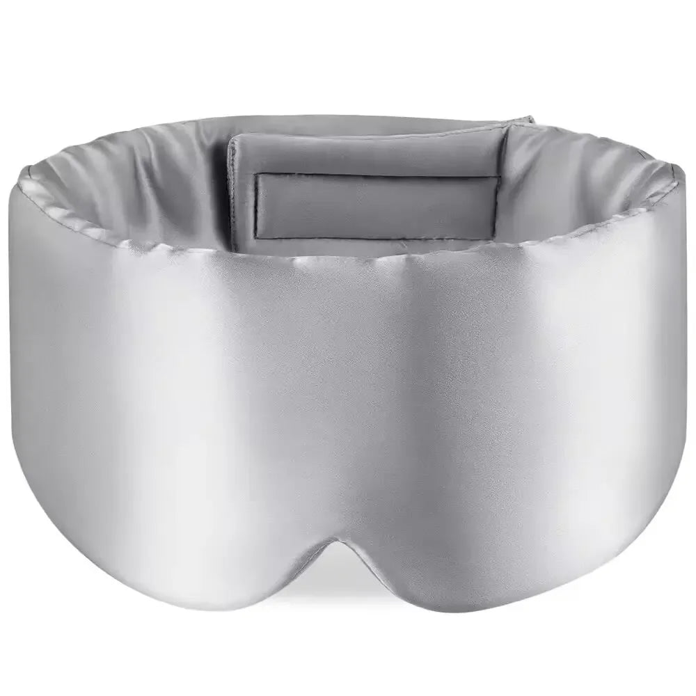 Silk Sleep Mask Soft Pressureless Sleeping Mask 100% Mulberry Silk for Eye Skin Anti Wrinkles Adjustable Wide Velcro Ear Cover