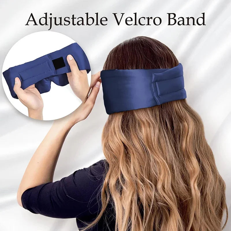 Silk Sleep Mask Soft Pressureless Sleeping Mask 100% Mulberry Silk for Eye Skin Anti Wrinkles Adjustable Wide Velcro Ear Cover