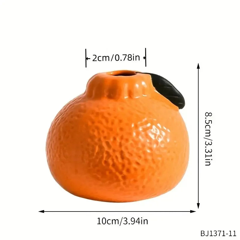 1pc Fashion Orange Design Ceramic Vase, Suitable For Hydroponics - Perfect Choice For Living Room And Office Decoration