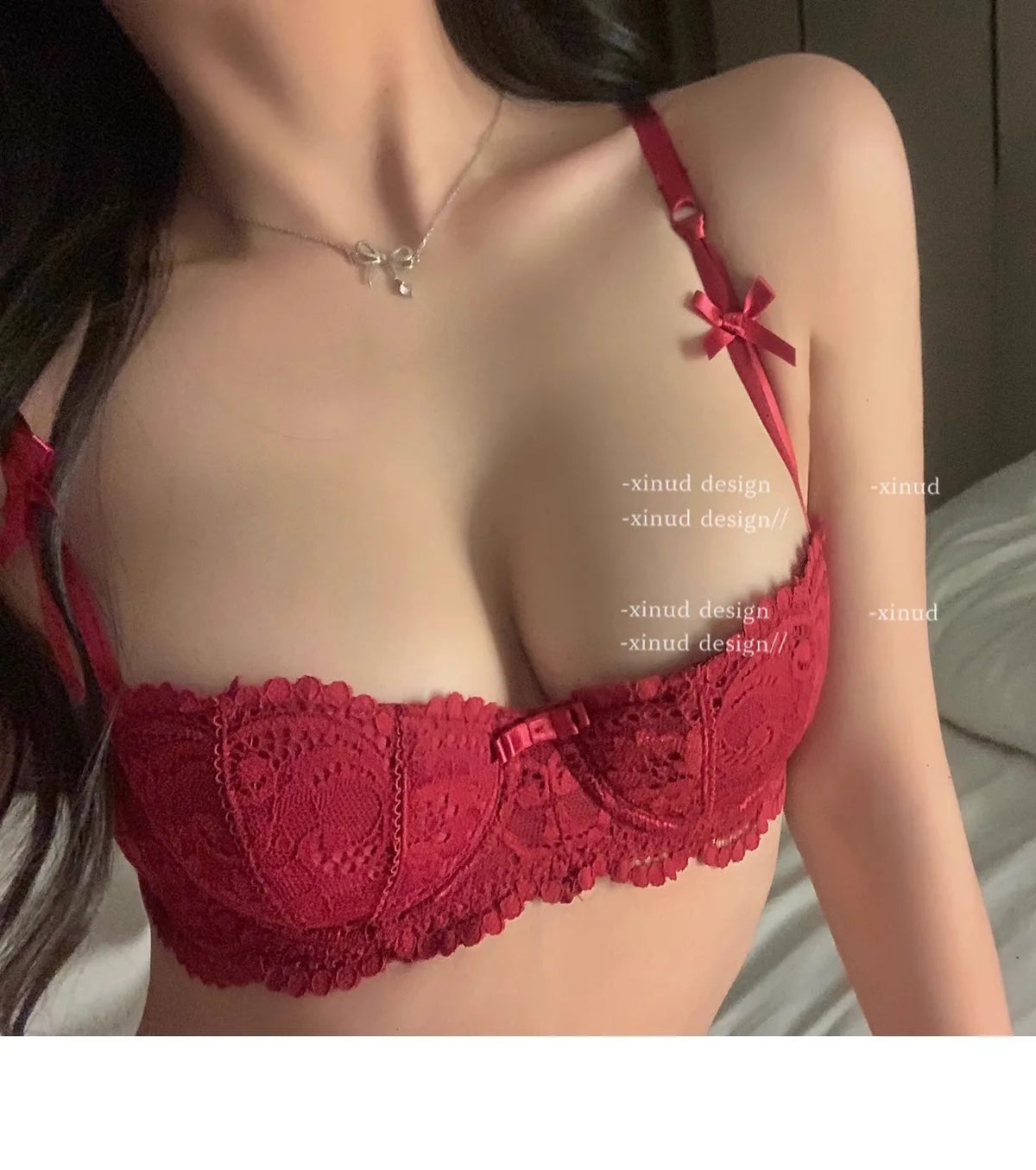 Lace Half Cup Underwear Set Summer Small Chest Gathering Soft Steel Hoop Top Support Anti Sagging Bra Underwear Two Piece Set