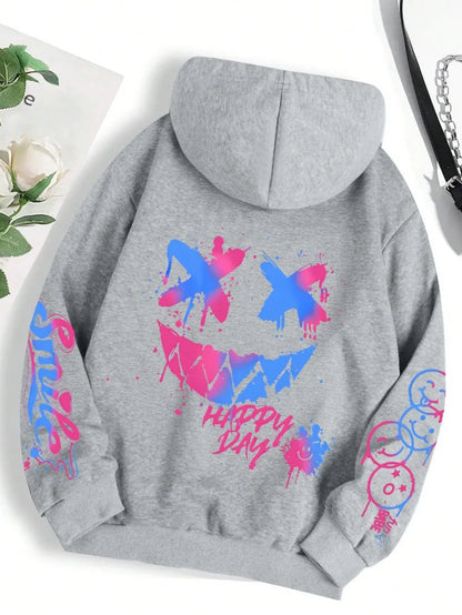 Smiley Graphic Streetwear Hoodie