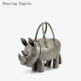 Women's Rhino-Shaped Faux Leather Shoulder Bag – All-Season Novelty Handbag, 5 Colors
