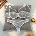 White Embroidered Bra & Thong Set