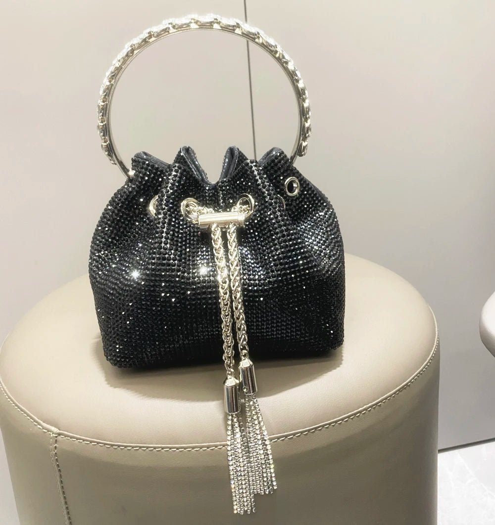 Women's Crystal Rhinestone Bucket Clutch Bag – Evening & Banquet, 7 Colors - TRYSHOPPY