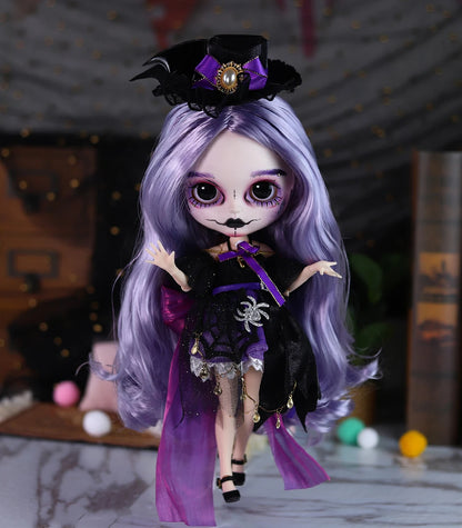 ICY DBS Blyth 1/6 doll hand painted makeup theme set skull face shell sleepy eyes long eyelashes bjd doll complete set sd