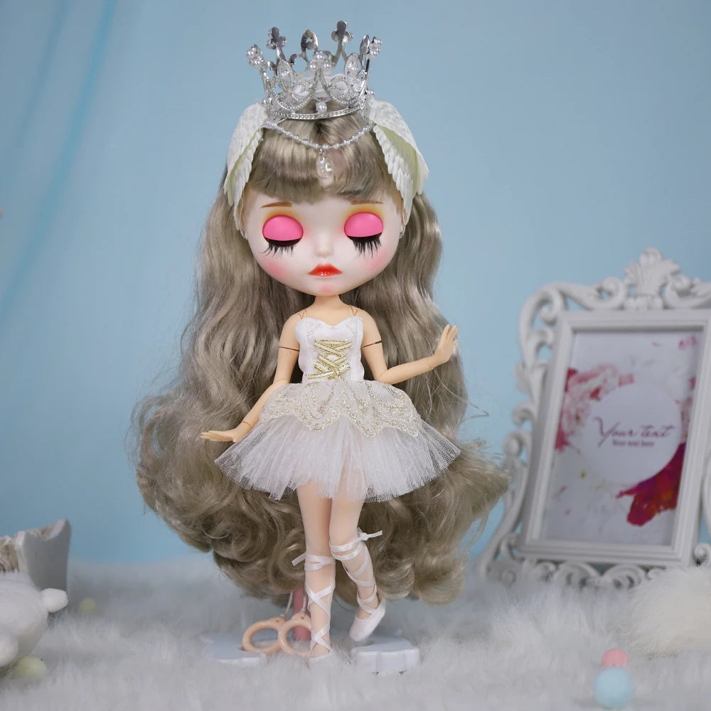 ICY DBS Blyth Doll Dress White Swan Ballet Suit Skirt 1/6 BJD Ob24 Anime Girls