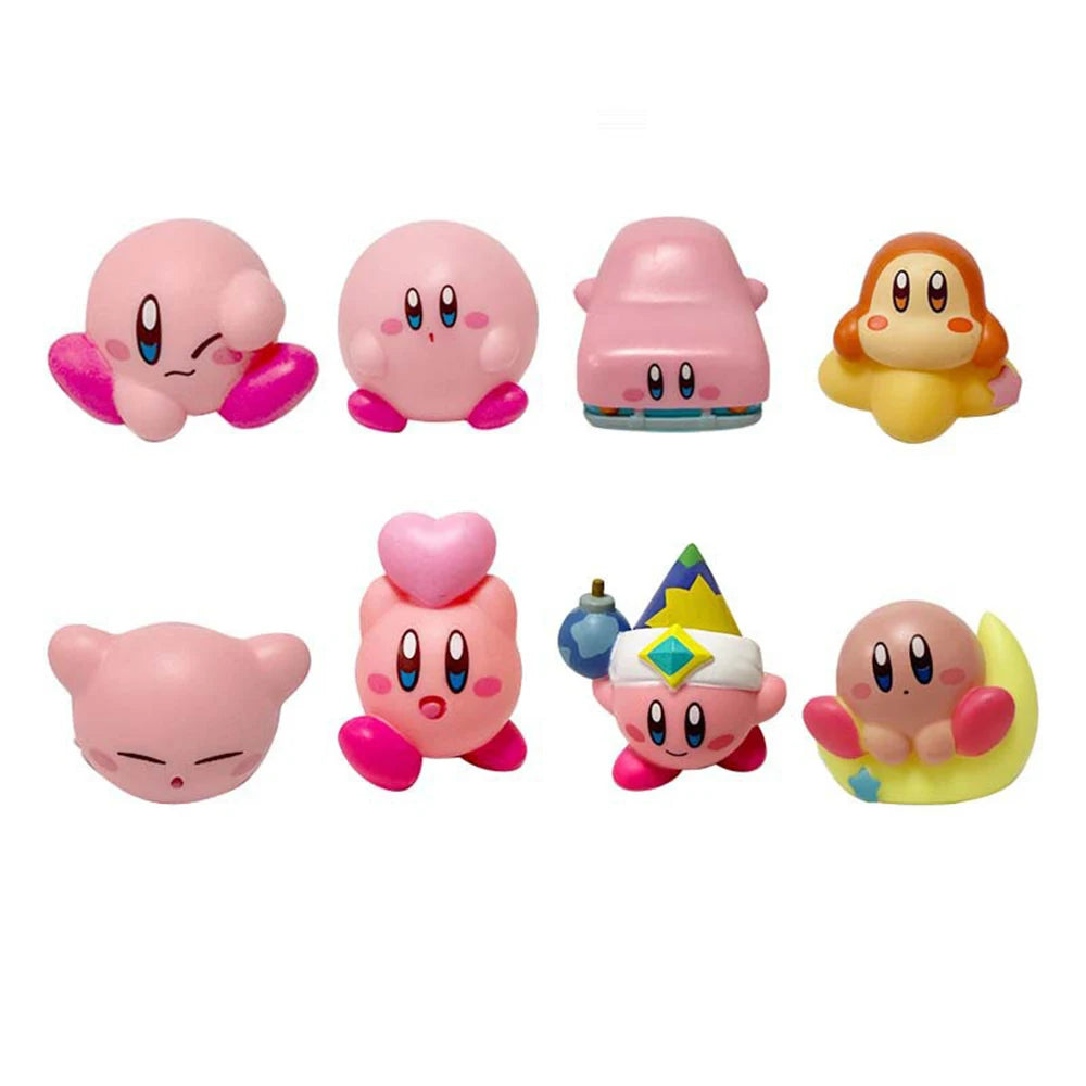 8Pcs/Set Games Star Kirby Anime Figure  Cute Cartoon Pink Kirby Mini Figure Decorative Collection Toy For Children's Gifts