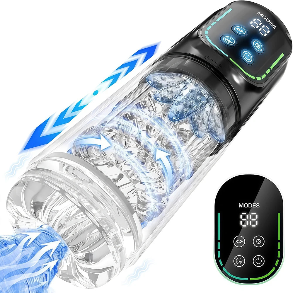 Telescopic Rotation Masturbator Cup Vagina Masturbation Blowjob Adults Sex Toys for Men Male Piston Automatic Mastubator