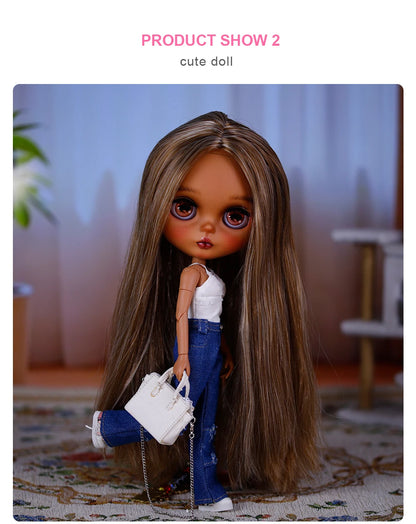 ICY DBS Bryce 1/6 Hand-Painted Doll Set Doll with Black skin, Long Lashes, and Sunspots SD Version