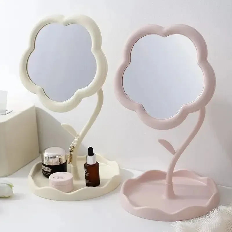 Creative Desktop Flower Mirror for Dorm Room High Aesthetic Value Gao Yan Style Makeup Vanity Bedroom Home Decor