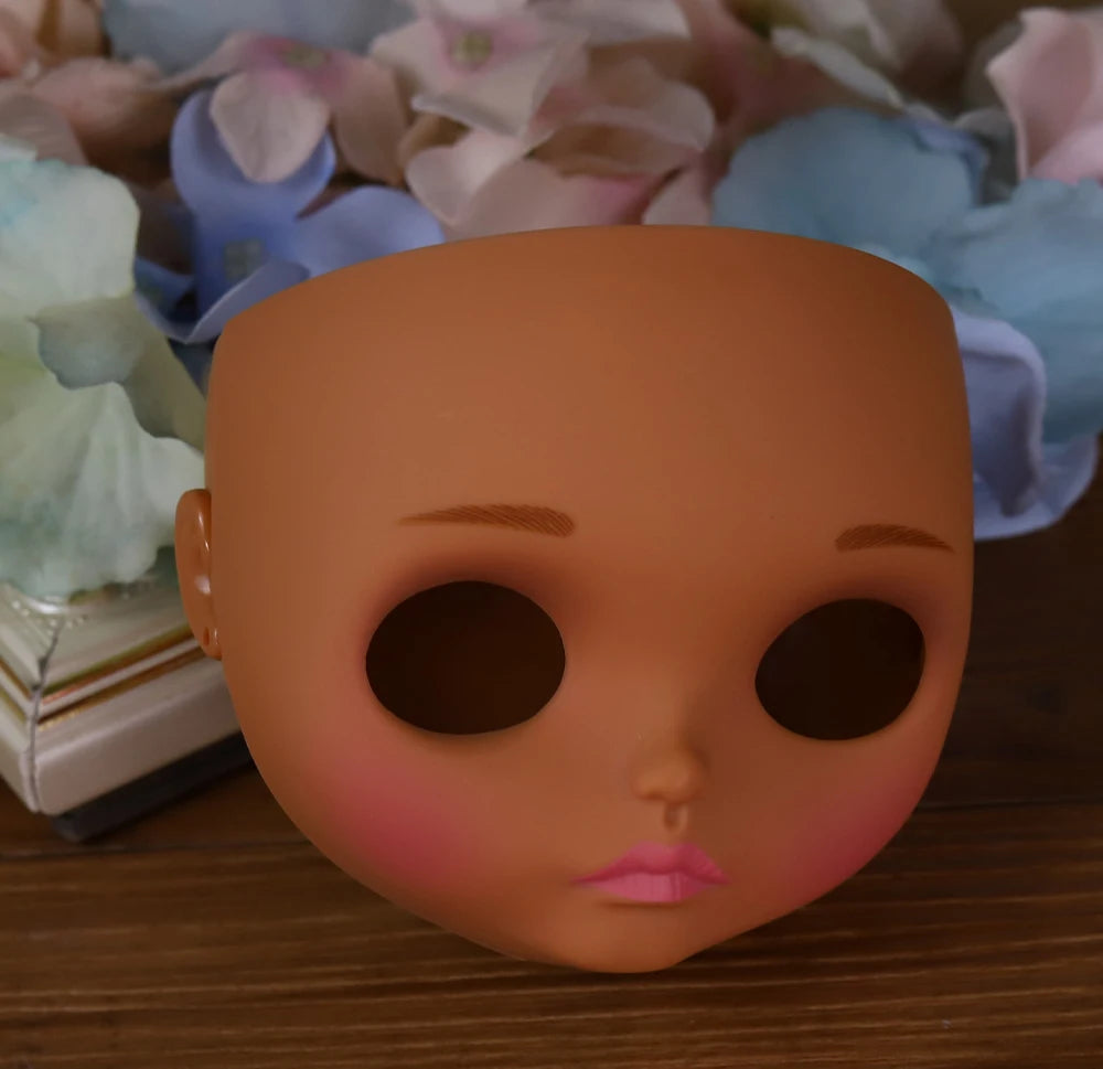 Blyth 1/6 doll hand drawn makeup face shell Blank Makeup DIY frosted face handmade