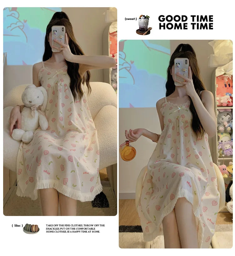 Women's Floral V-Neck Halter Nightgown