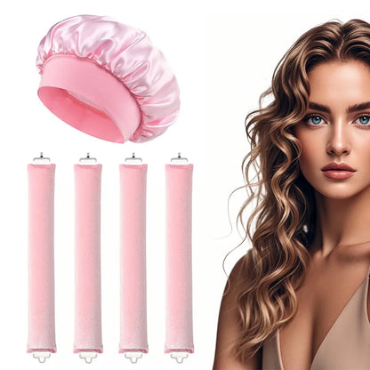 5pcs Heatless Curling Iron Headband With Sleep Cap Soft Curling Iron Sleeping Curler Styling Tool