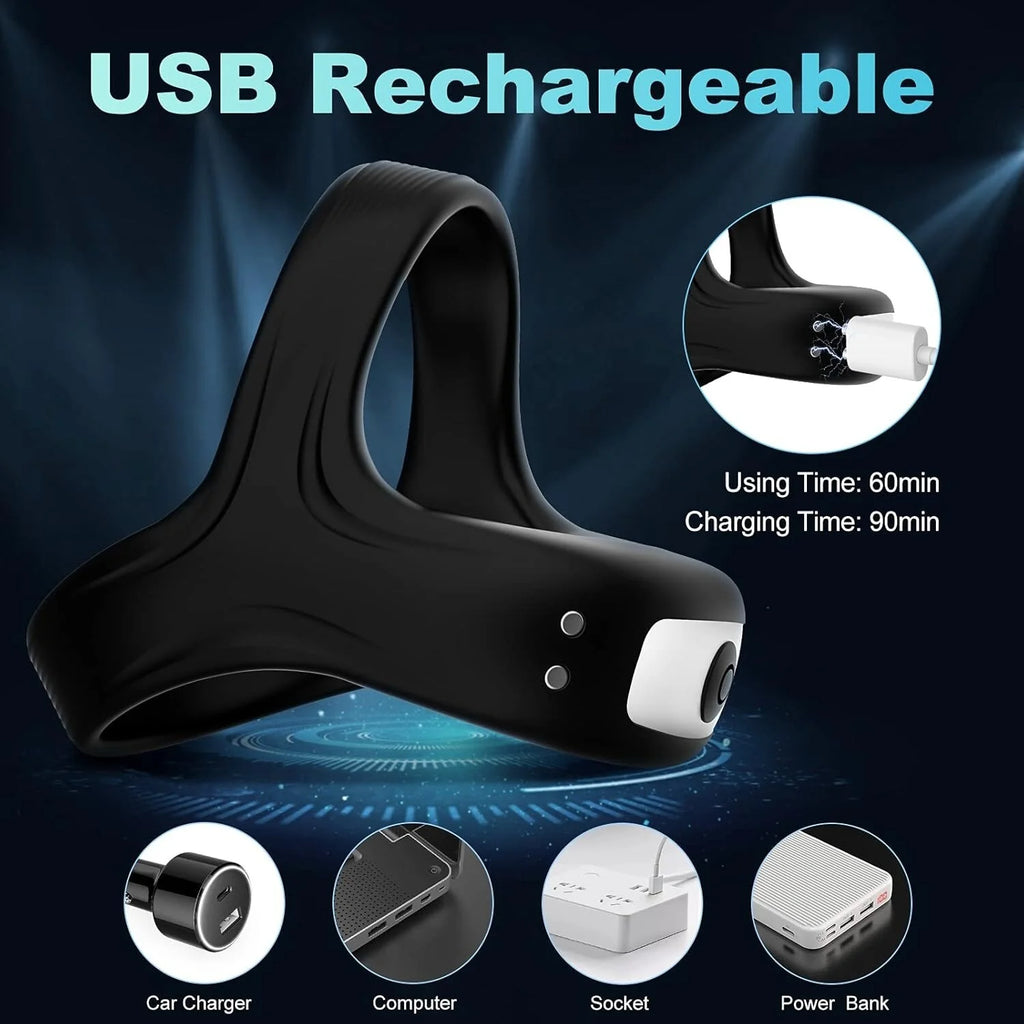 Vibrating Cock Ring Sex Toys for Men - Penis Ring Vibrator, Adult Male Sex Toy for Longer Harder Stronger Couples Adult Sex Toys