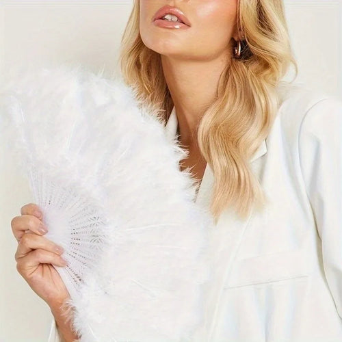 Bridal Feather Hand Fan - Elegant Wedding Accessory for Bachelorette Parties & Ceremonies - Luxe Folding Fan