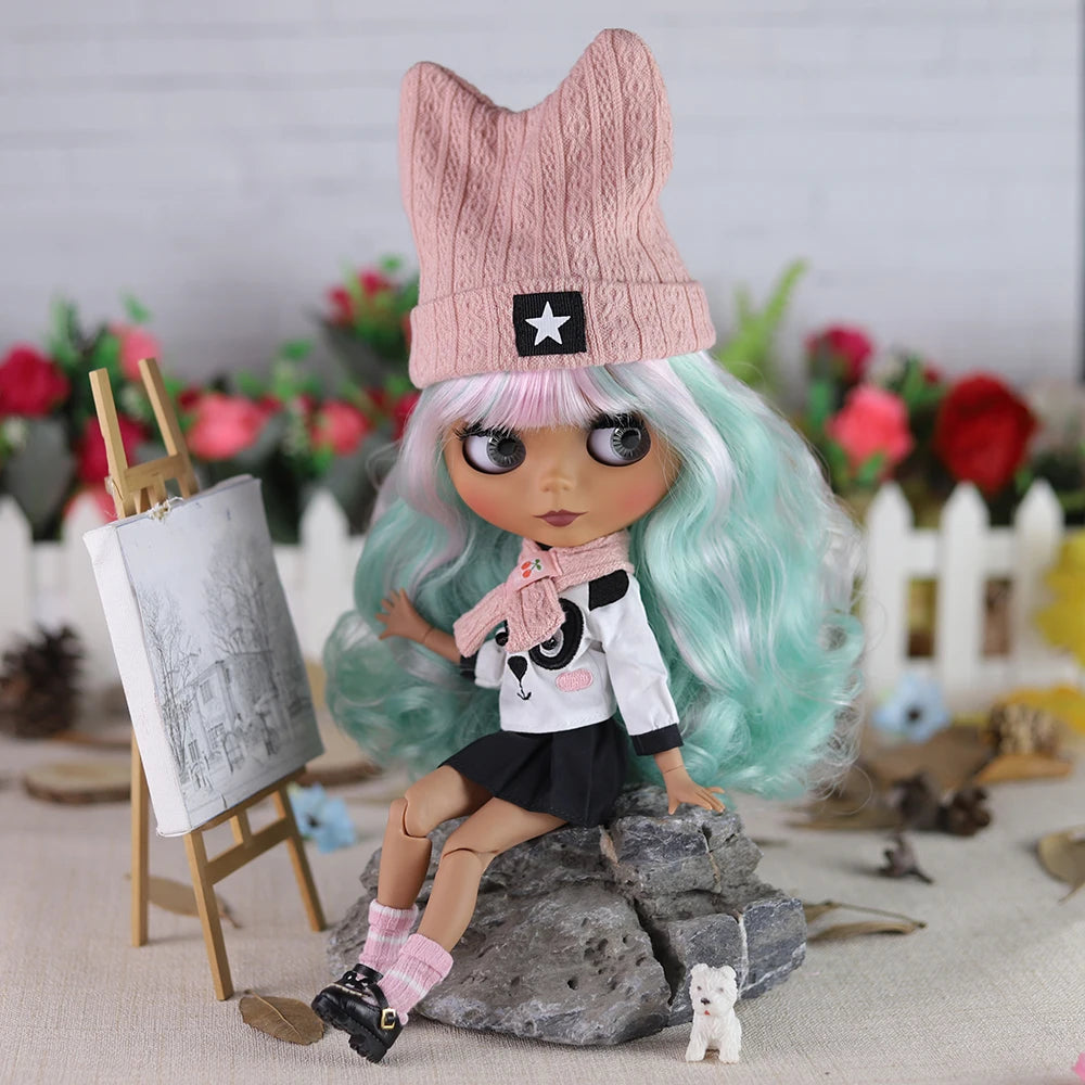 ICY DBS Blyth doll 1/6 bjd joint body doll black skin including clothes shoes casual with 30cm toy gift