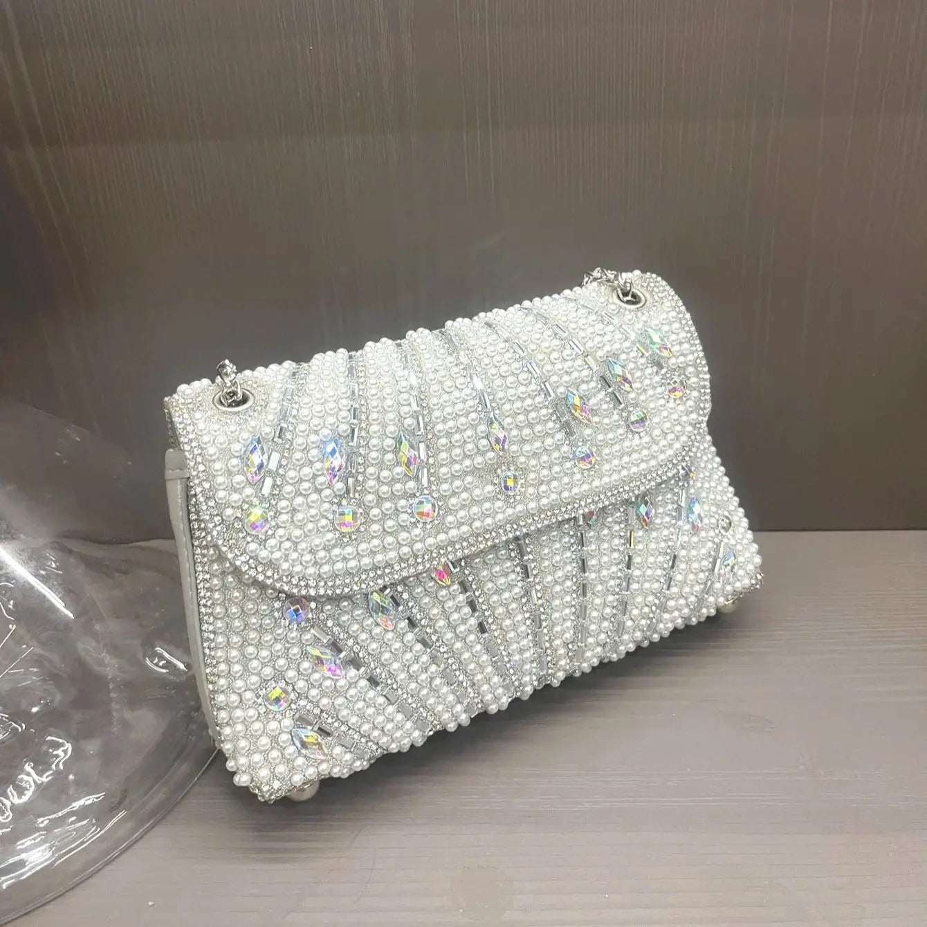 Women's Crystal Rhinestone Metallic Clutch Bag – Evening & Party, 3 Colors