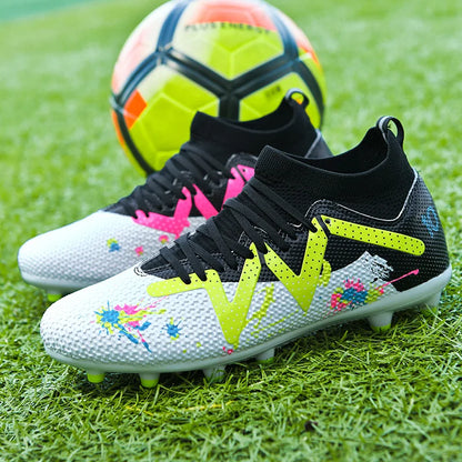 Professional AG FG Soccer Cleats Textured PU Upper High Friction TPU Stud Anti-slip Improve Grass Players Ball Control