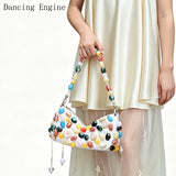 Women's PU Leather Stone Embellished Clutch Shoulder Bag – Wedding & Party, 2 Colors