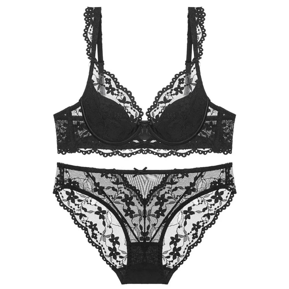 Women's Lace Bow Bra Set