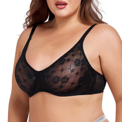 Plus Size Womens Bras Lace Underwire BH B-E Cup Comfortable & Alluring Lingerie