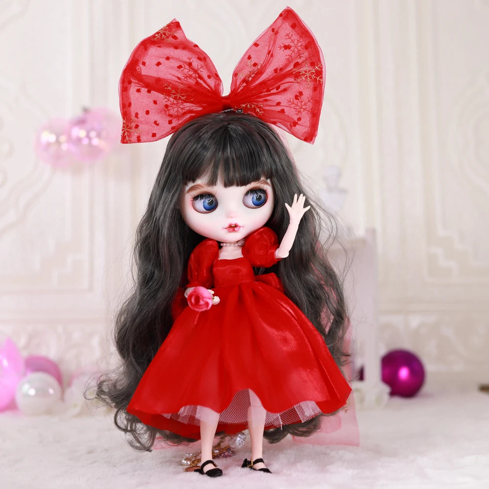 ICY DBS Blyth doll 1/6 bjd bow hair clip dress wedding dress set girls toys sd