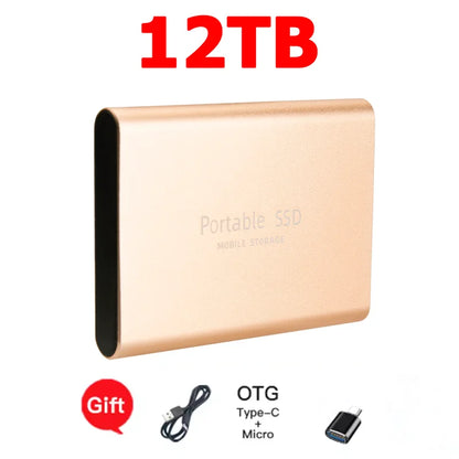 High-speed SSD 1TB Portable External Hard Drive 2TB Solid State Drive 4TB Mass Hard Disk for Laptop Mac PC and Mobile Phone Data