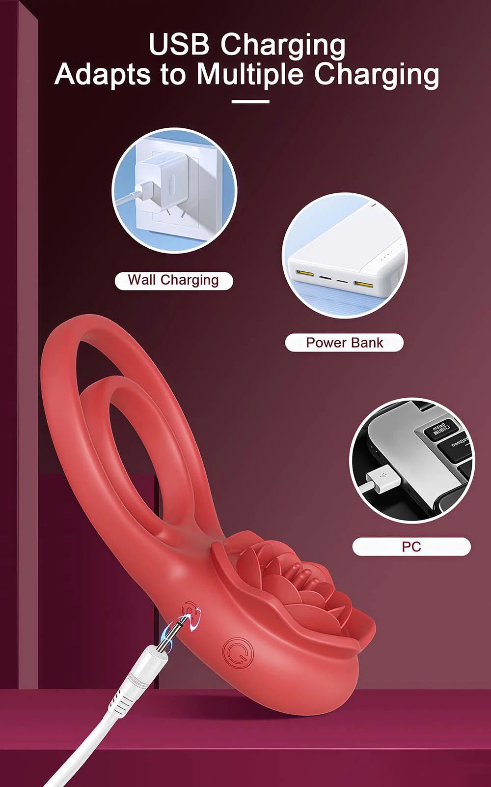 Penis Ring Vibrator 7 Modes Cockring Sexual Stimulation Long Lasting Stronger Male Rose Sex Toys for Couple Pleasure Adult Toys