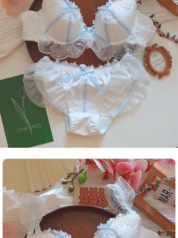 Women's Lace Bow Underwire Bra Set