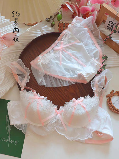 Women's Lace Bow Underwire Bra Set