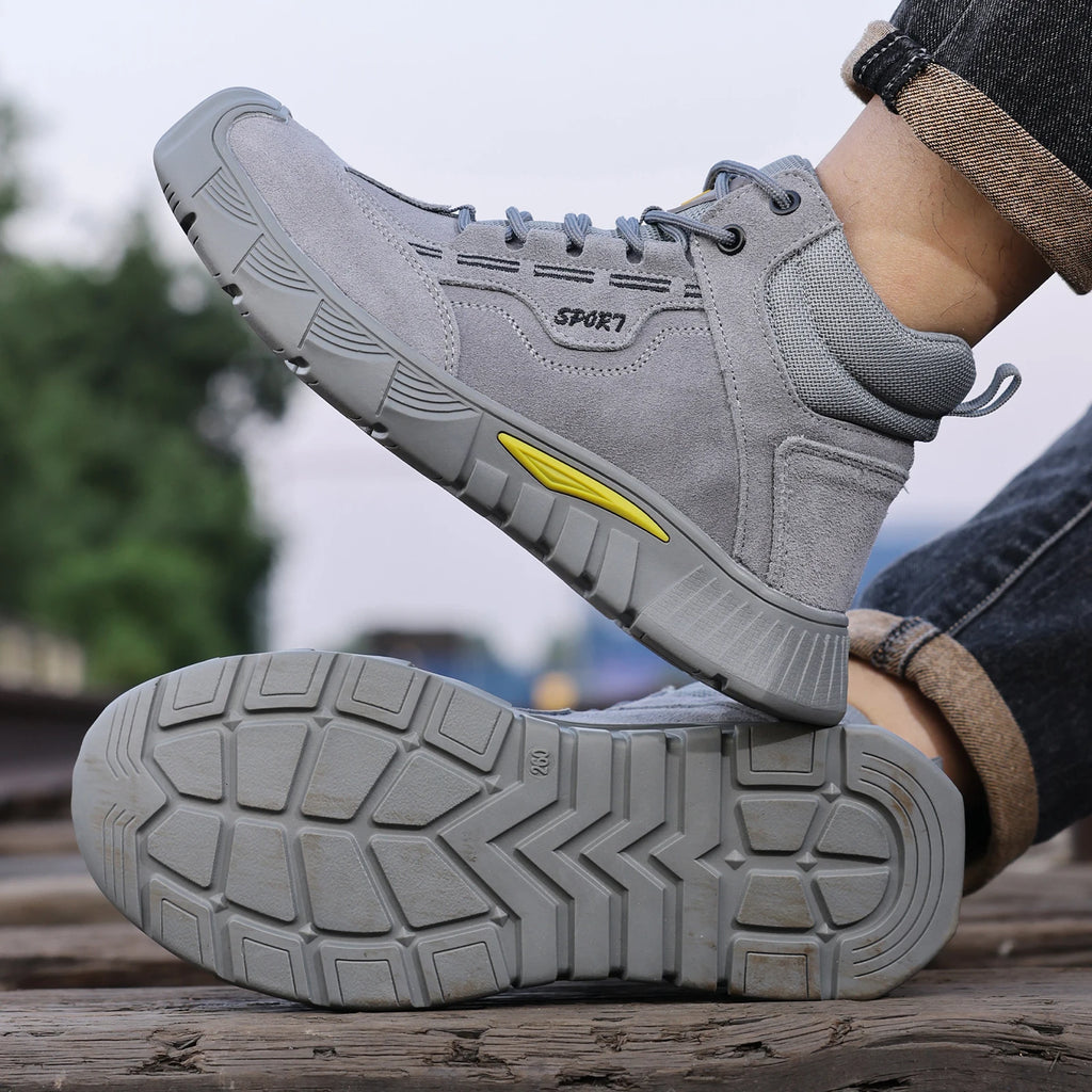 GUYISA Men's Anti-Shock and Anti-Penetration Work Shoes with Rubber Soles